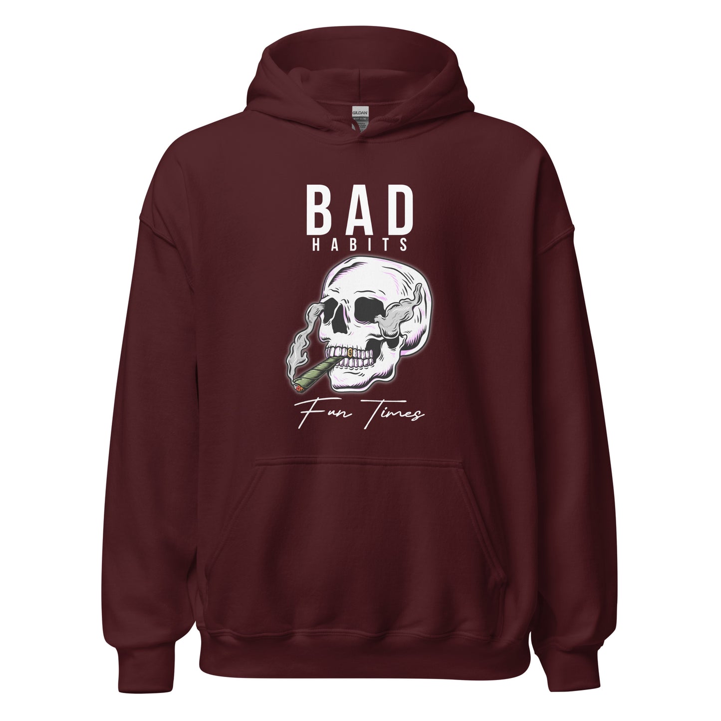 BAD Habits. FUN Times. Smoking Skull Unisex Hoodie