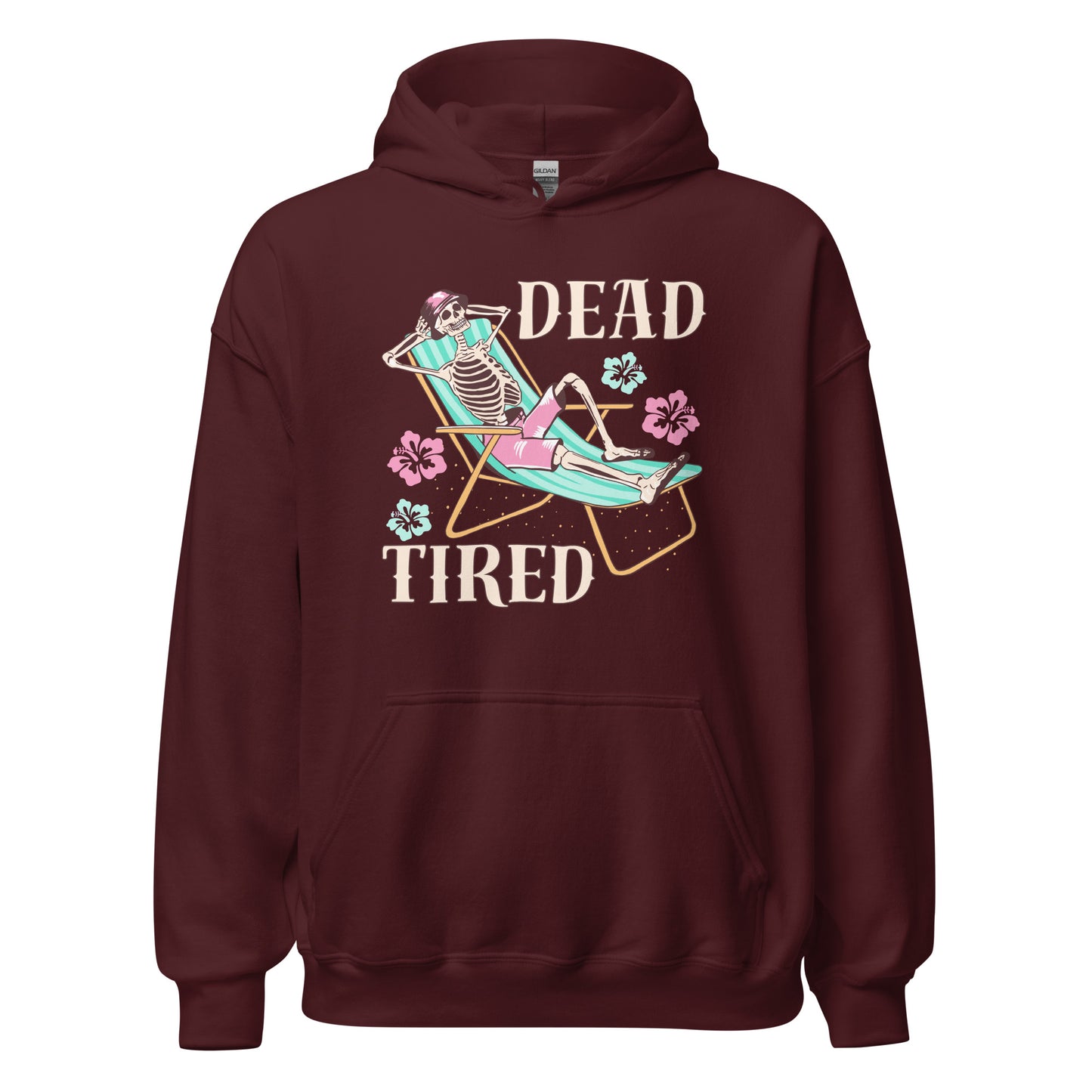Dead Tired skeleton lounging Unisex Hoodie