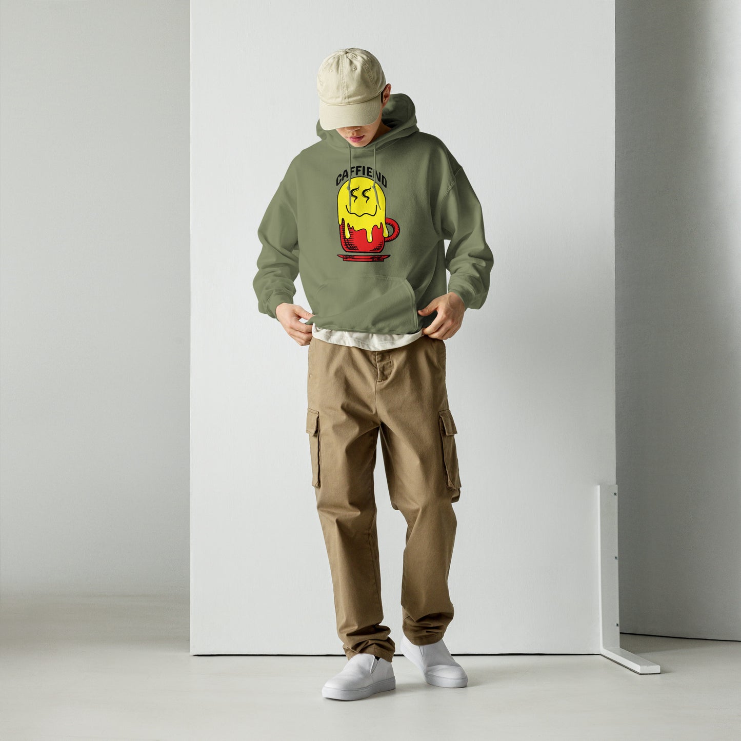 Melting Smiley Emoji Caffiend Unisex Hoodie