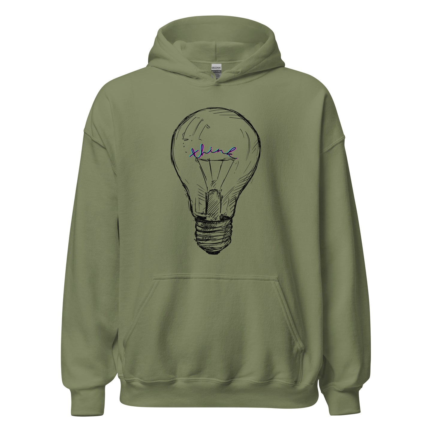 THINK neon light bulb Unisex Hoodie