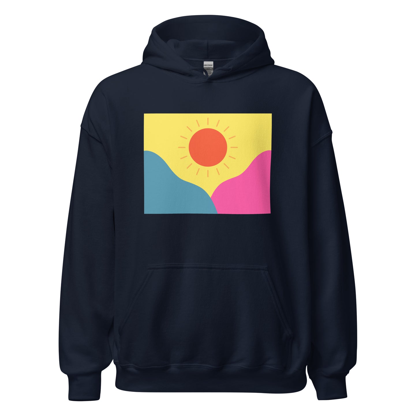 Abstract sun above mountains Unisex Hoodie