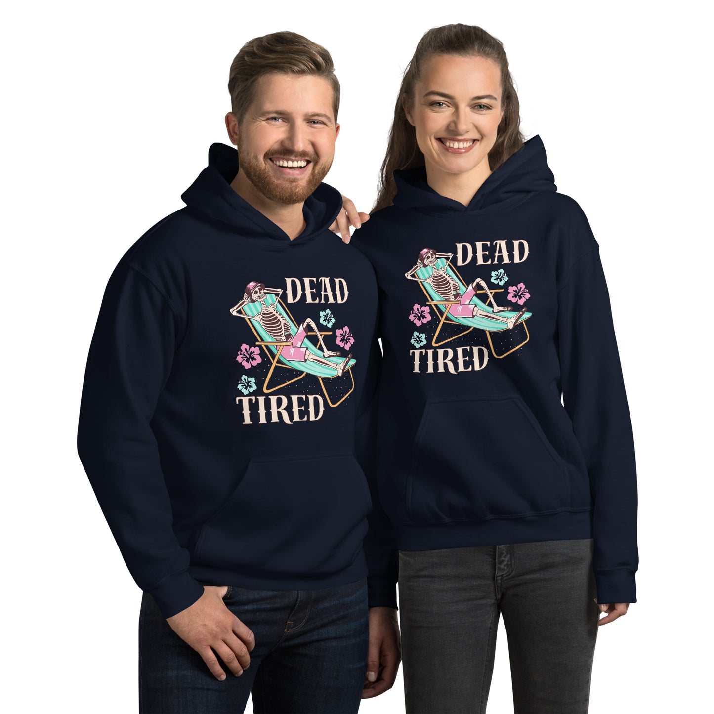 Dead Tired skeleton lounging Unisex Hoodie