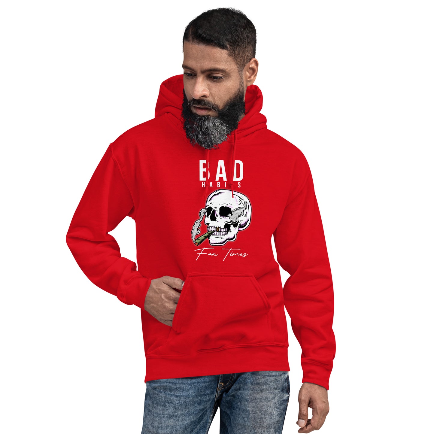 BAD Habits. FUN Times. Smoking Skull Unisex Hoodie