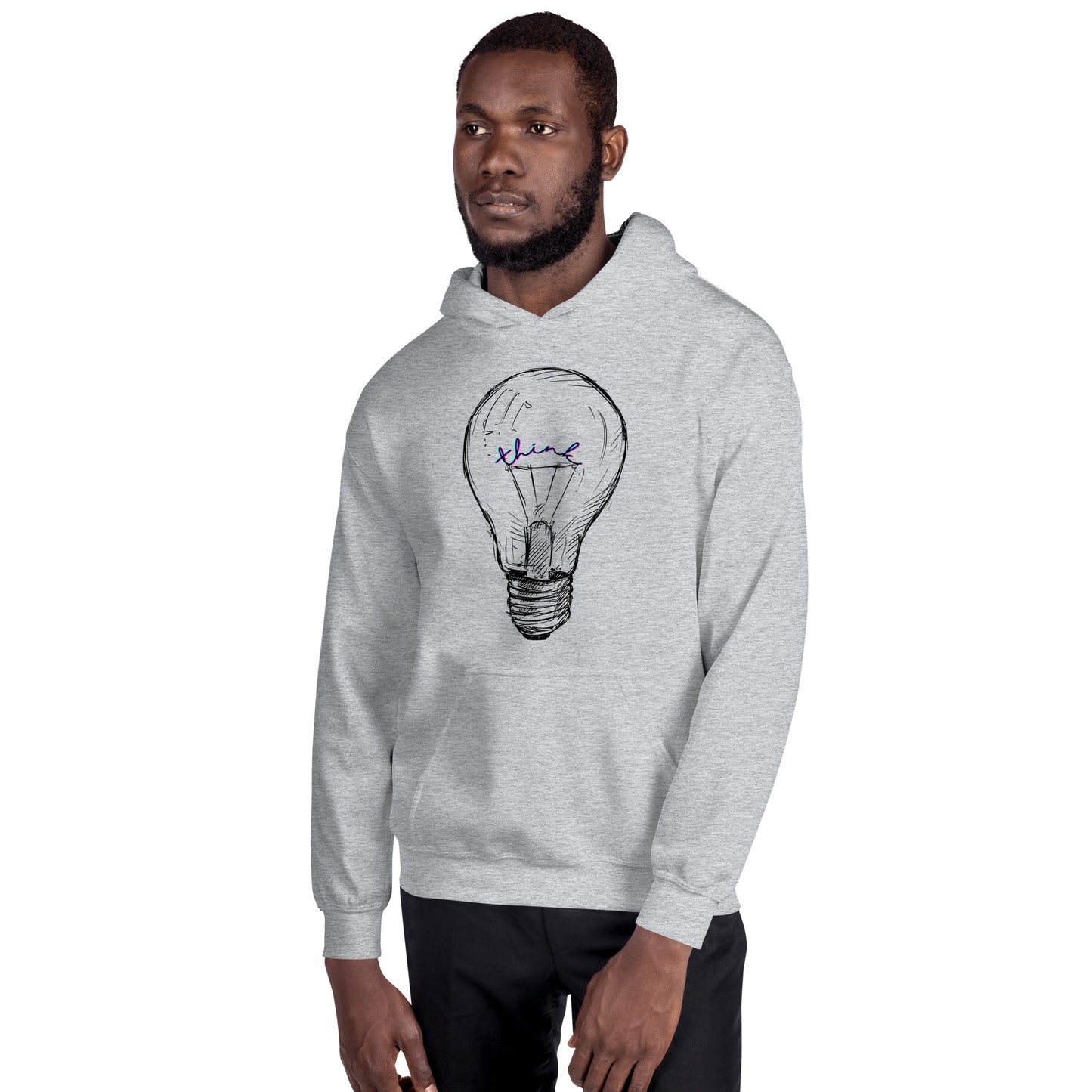THINK neon light bulb Unisex Hoodie