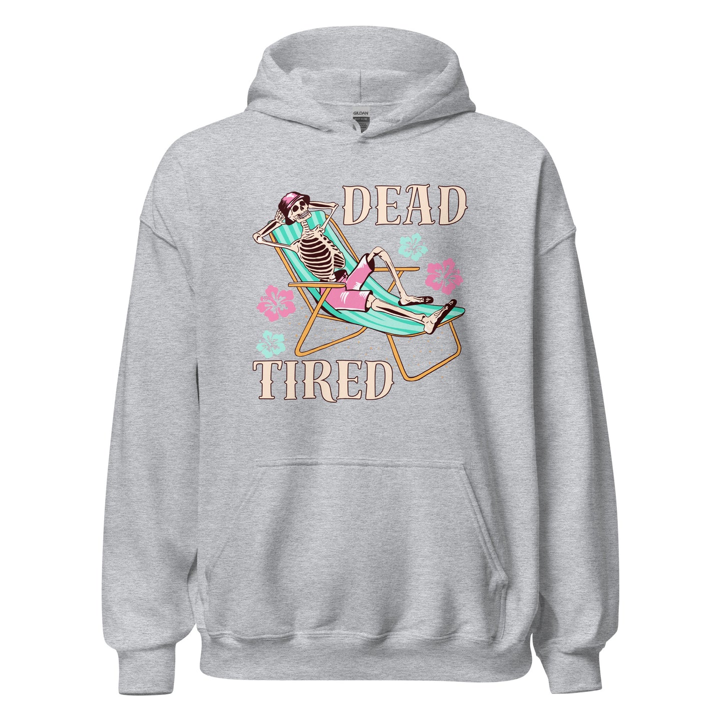 Dead Tired skeleton lounging Unisex Hoodie