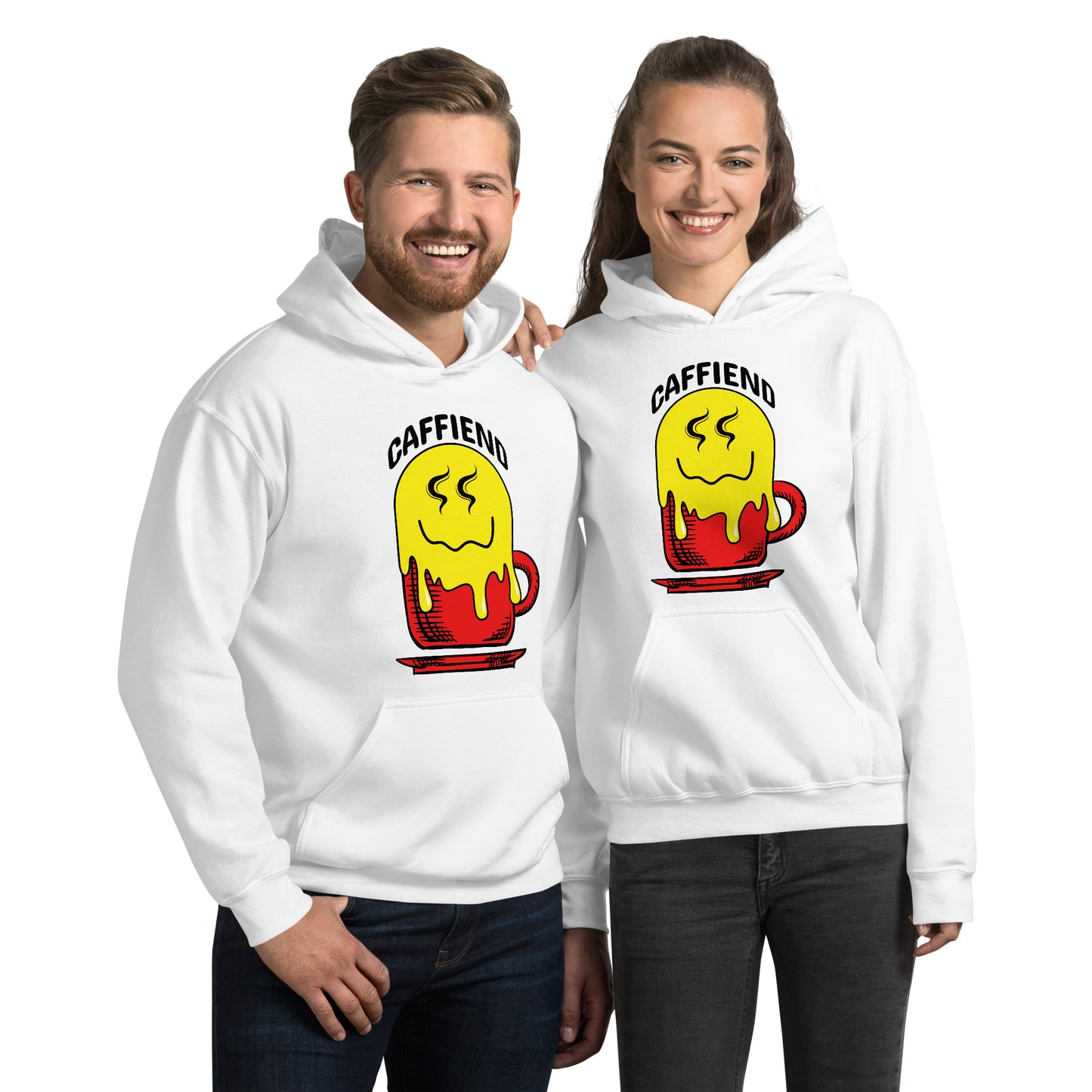 Melting Smiley Emoji Caffiend Unisex Hoodie