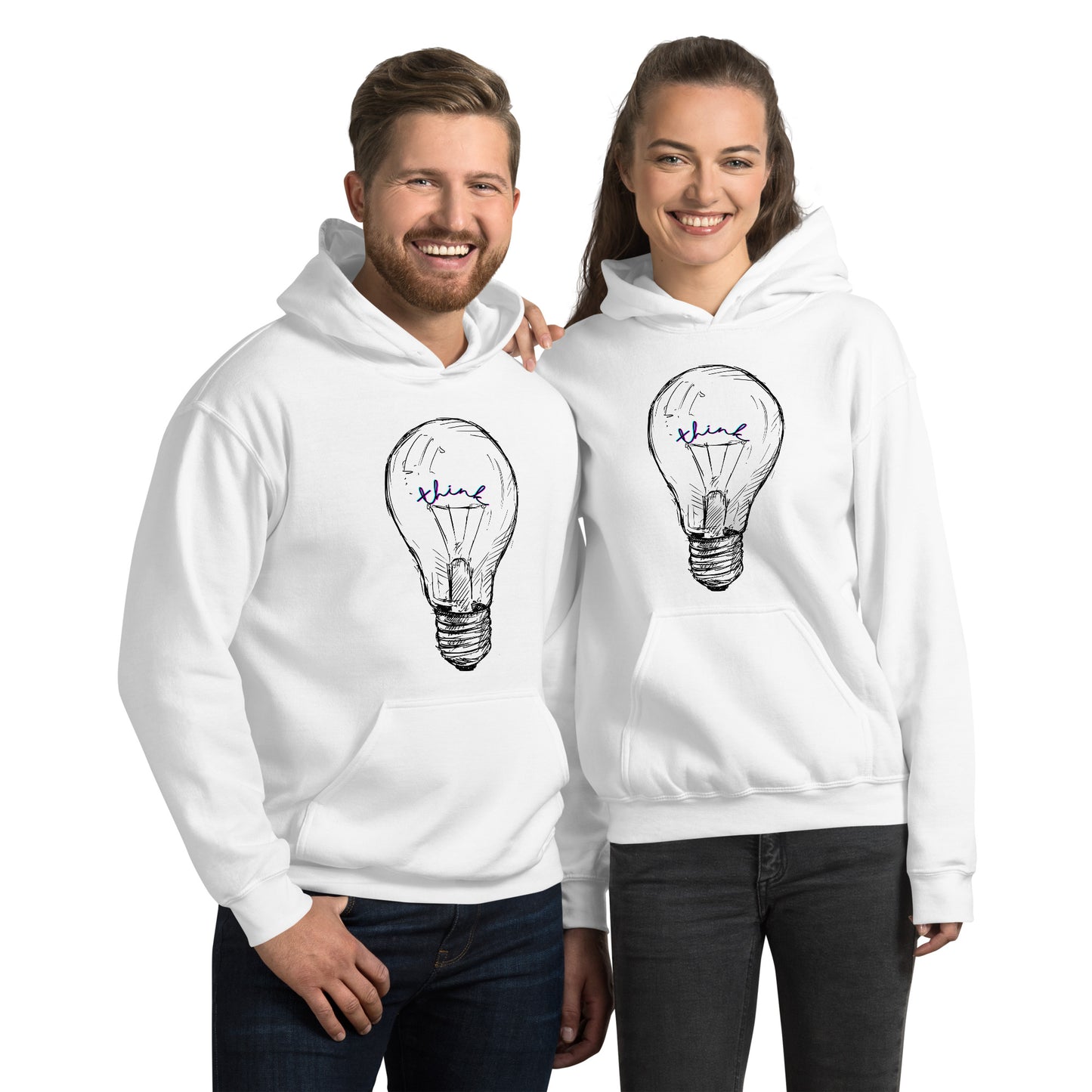THINK neon light bulb Unisex Hoodie