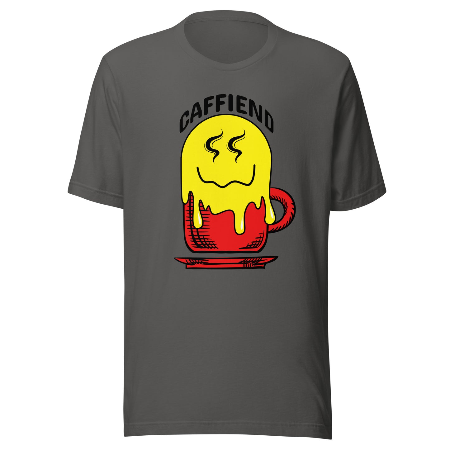 Melting Smile Emoji Caffiend Unisex t-shirt