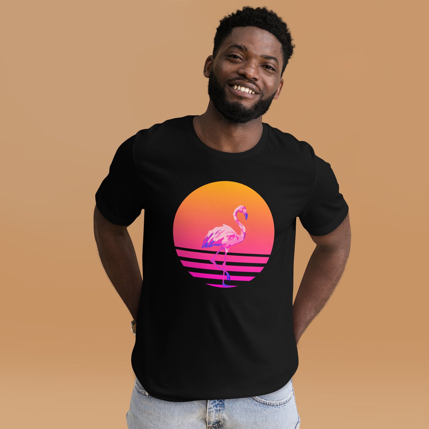 Retro Sunset Flamingo Unisex t-shirt