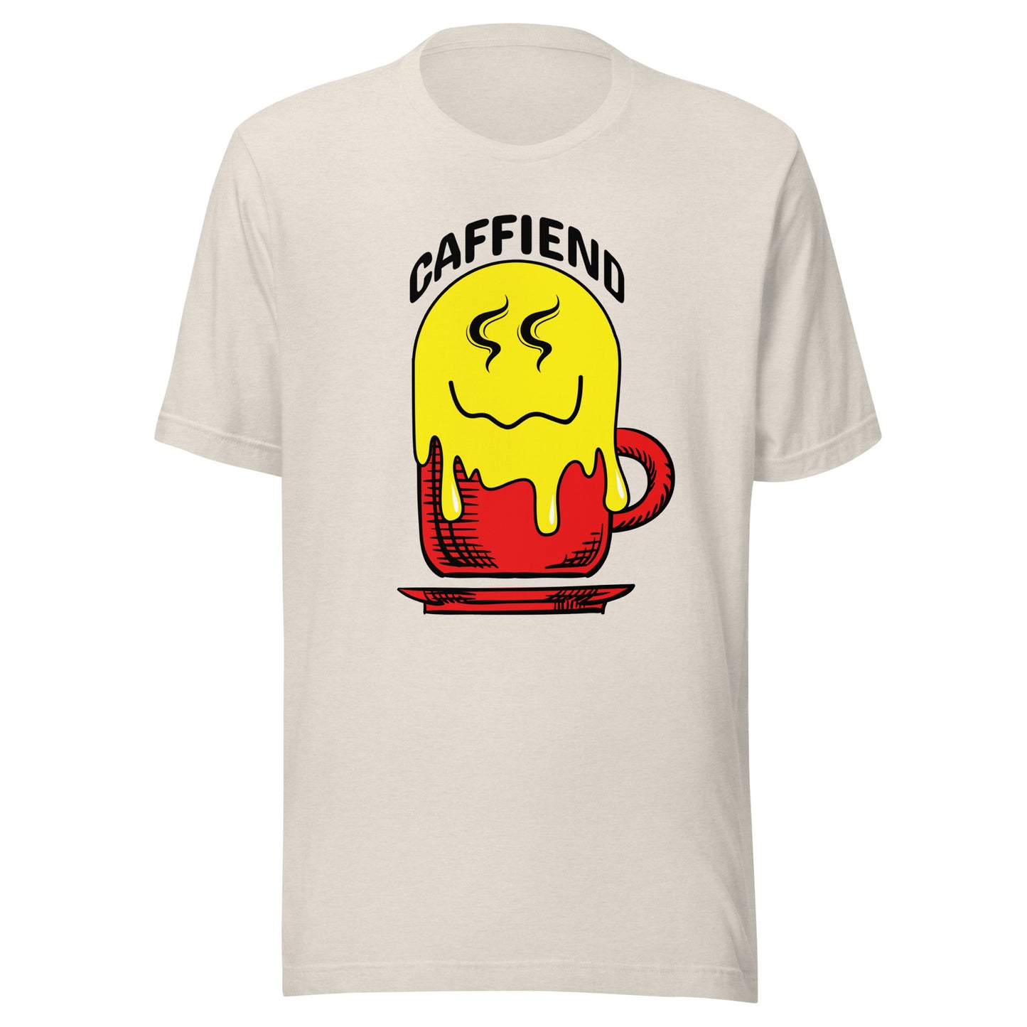 Melting Smile Emoji Caffiend Unisex t-shirt