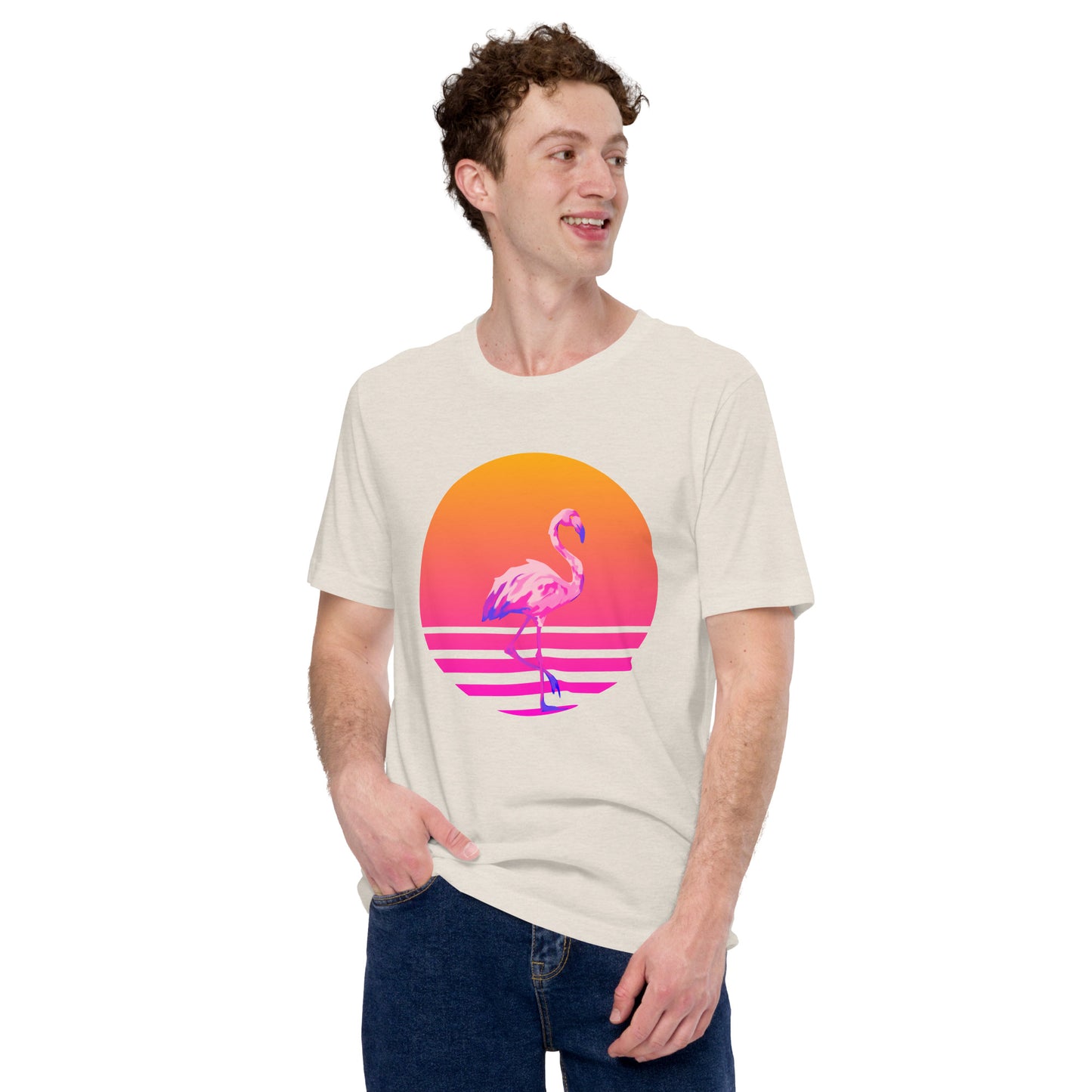 Retro Sunset Flamingo Unisex t-shirt