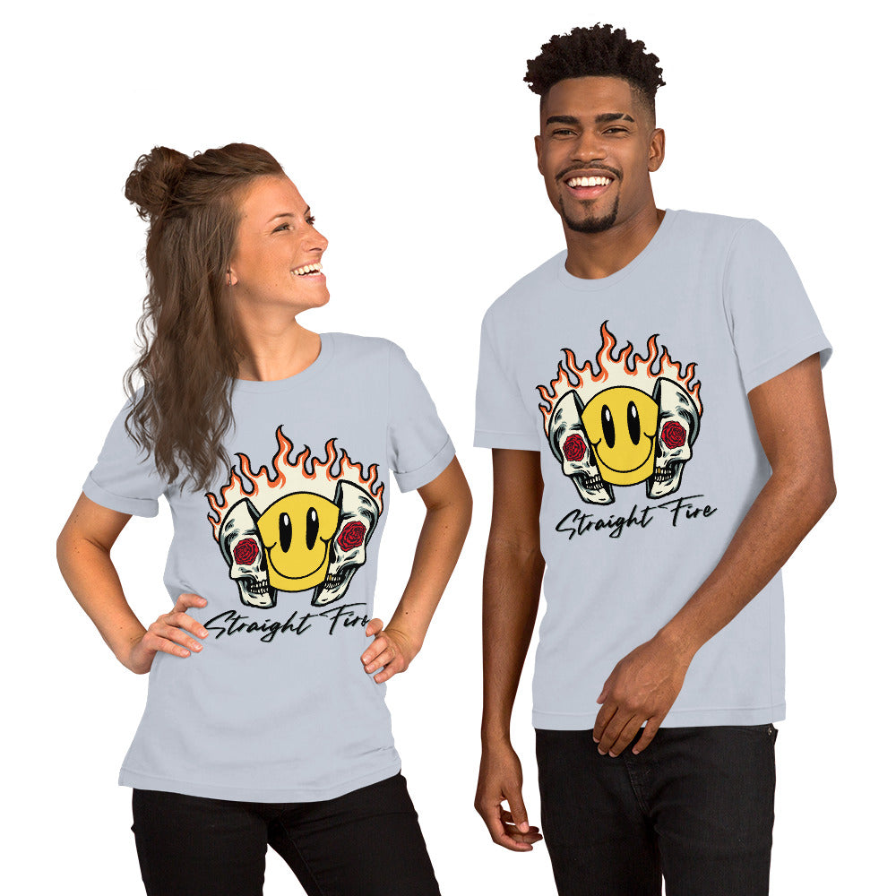 Straight Fire Smiley Skull Unisex t-shirt