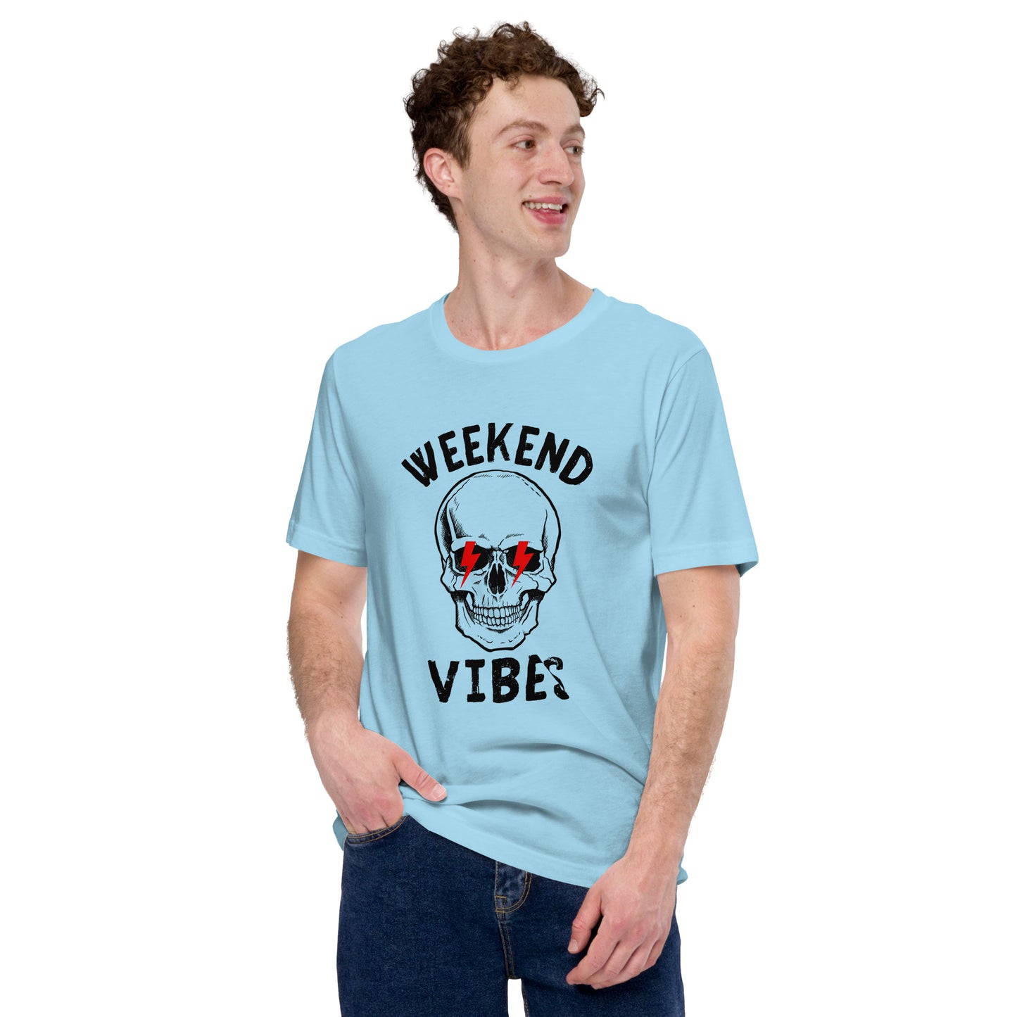 Weekend Vibes lightning skull Unisex t-shirt