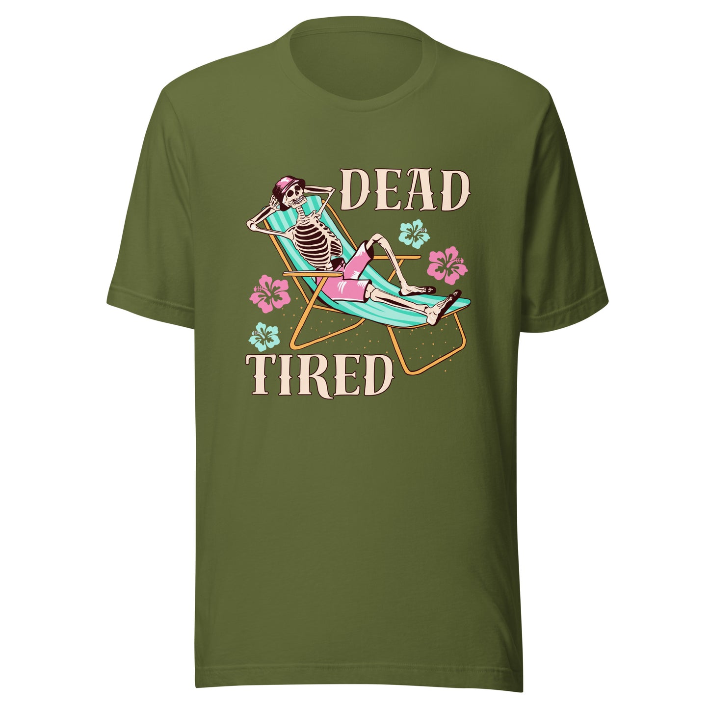 Dead Tired skeleton lounging Unisex t-shirt