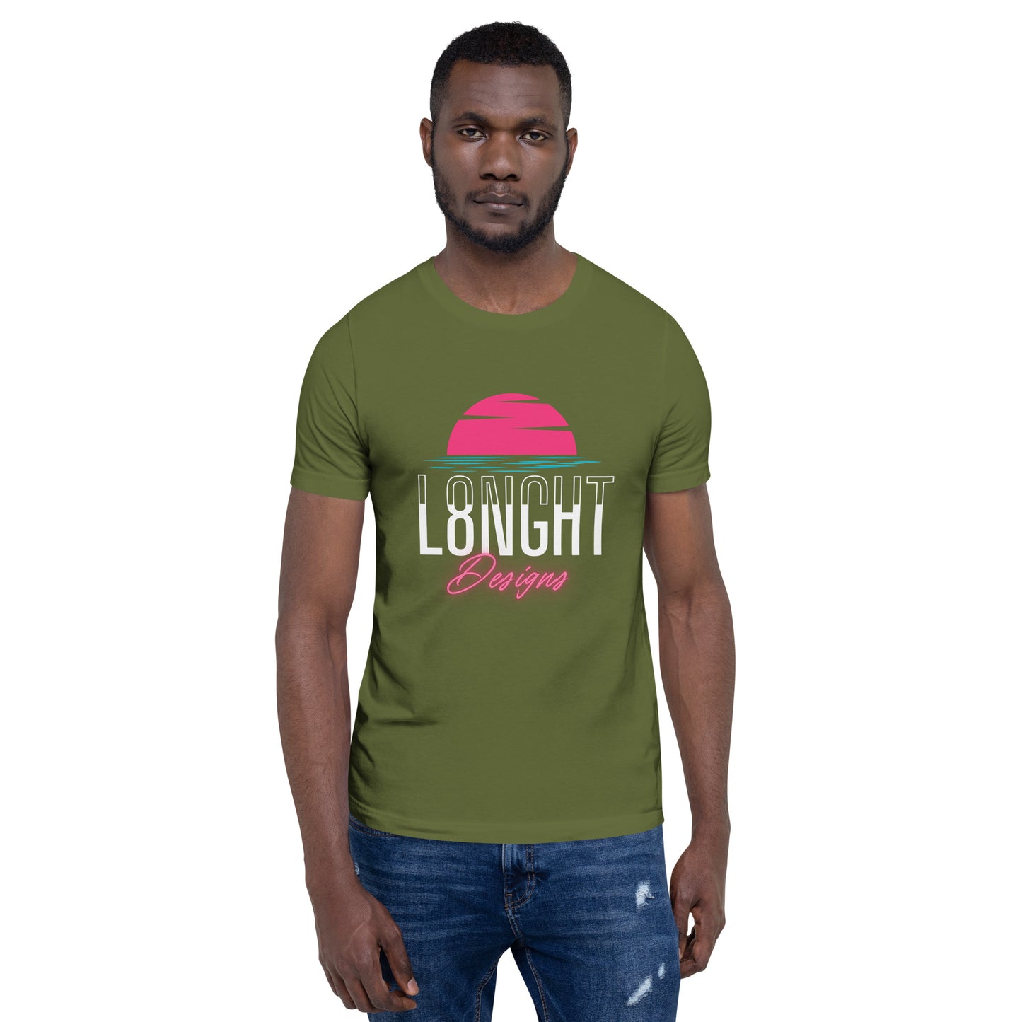 L8NGHT Designs Miami Beach logo Unisex t-shirt