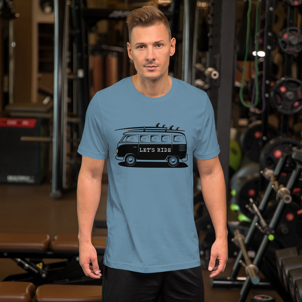 Let' Ride surfer van Unisex t-shirt