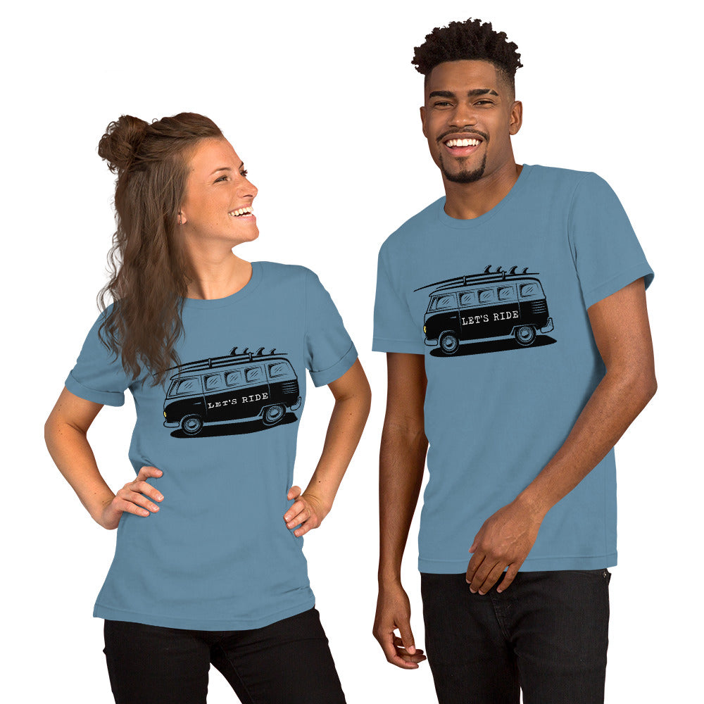 Let' Ride surfer van Unisex t-shirt