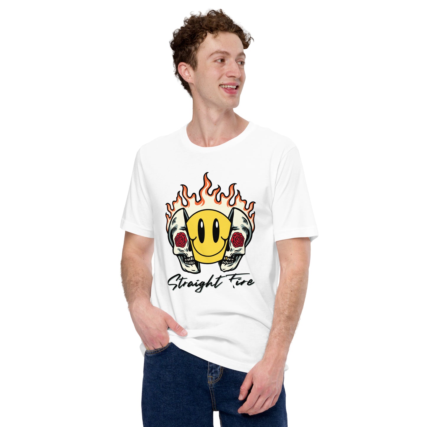 Straight Fire Smiley Skull Unisex t-shirt
