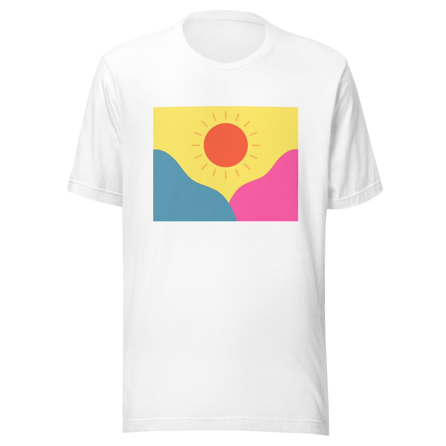 Abstract sun above mountains Unisex t-shirt