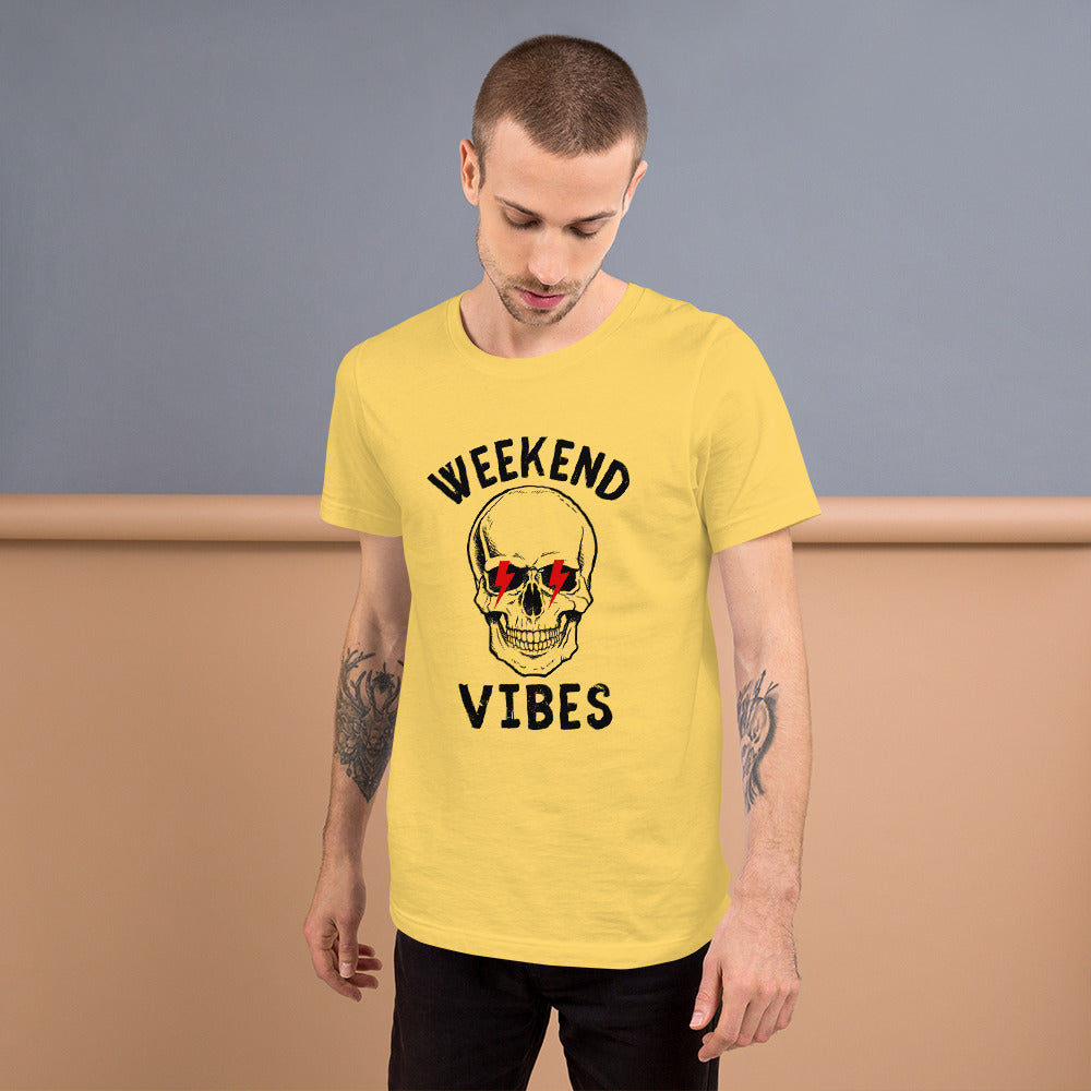 Weekend Vibes lightning skull Unisex t-shirt