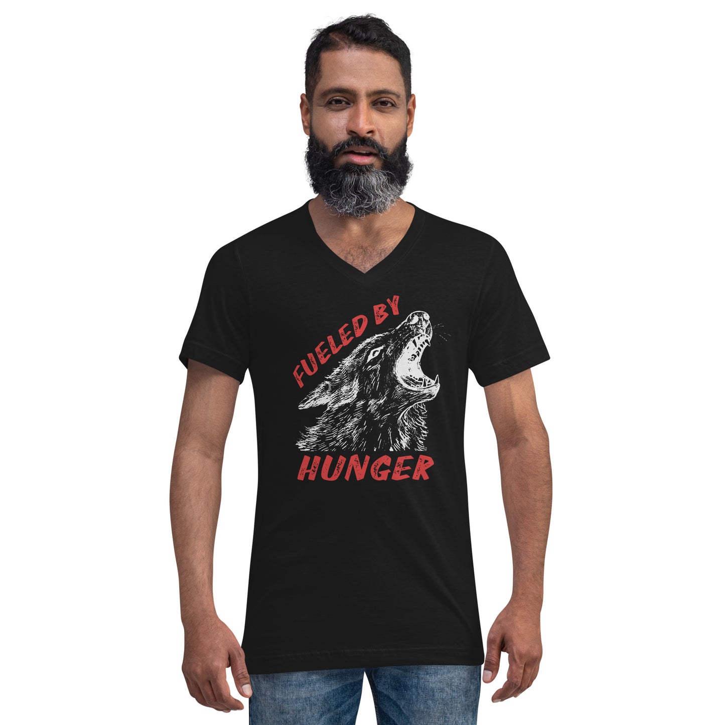 Fueled by HUNGER - Wolf King Unisex Short Sleeve V-Neck T-Shirt