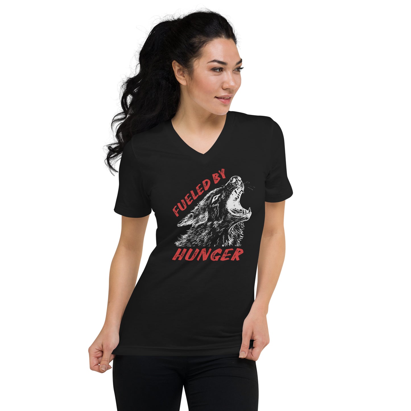 Fueled by HUNGER - Wolf King Unisex Short Sleeve V-Neck T-Shirt