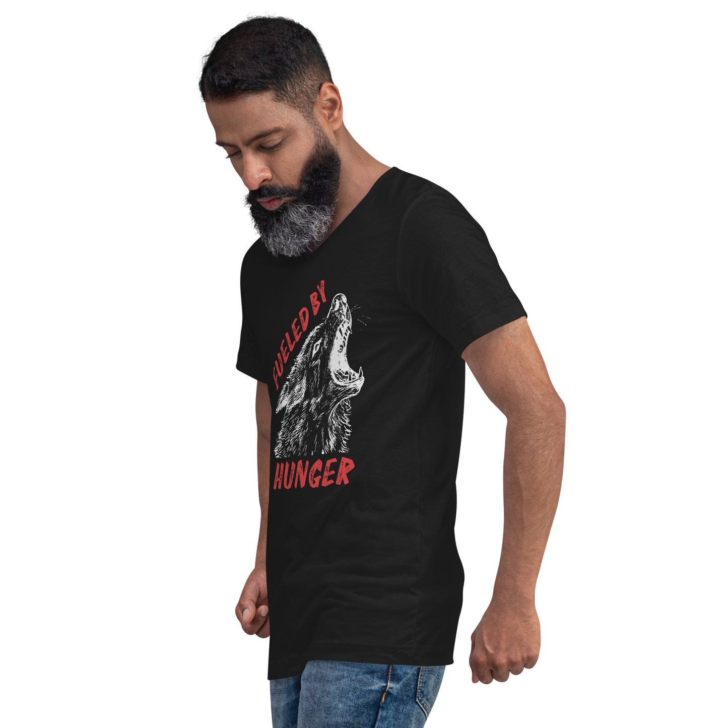 Fueled by HUNGER - Wolf King Unisex Short Sleeve V-Neck T-Shirt