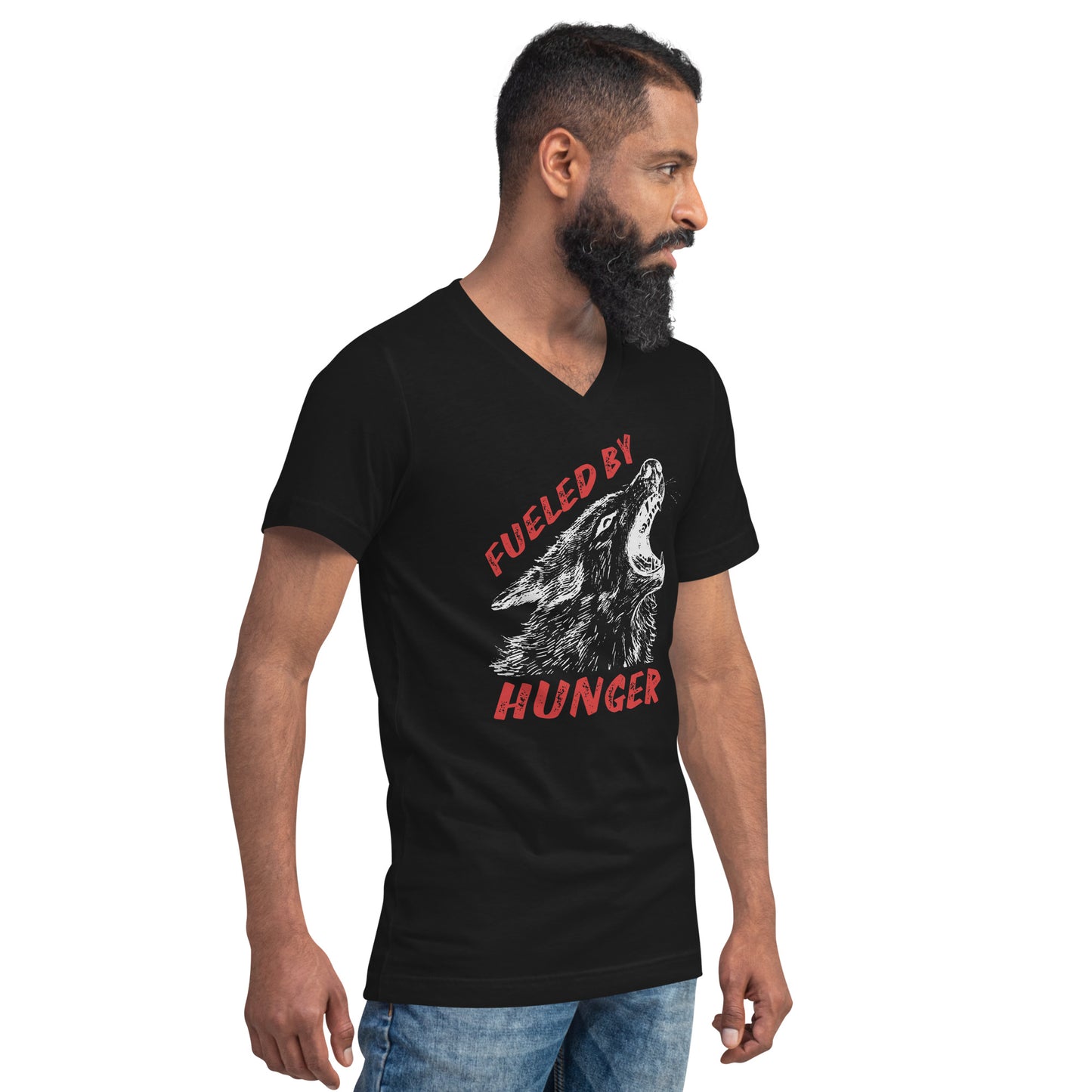 Fueled by HUNGER - Wolf King Unisex Short Sleeve V-Neck T-Shirt