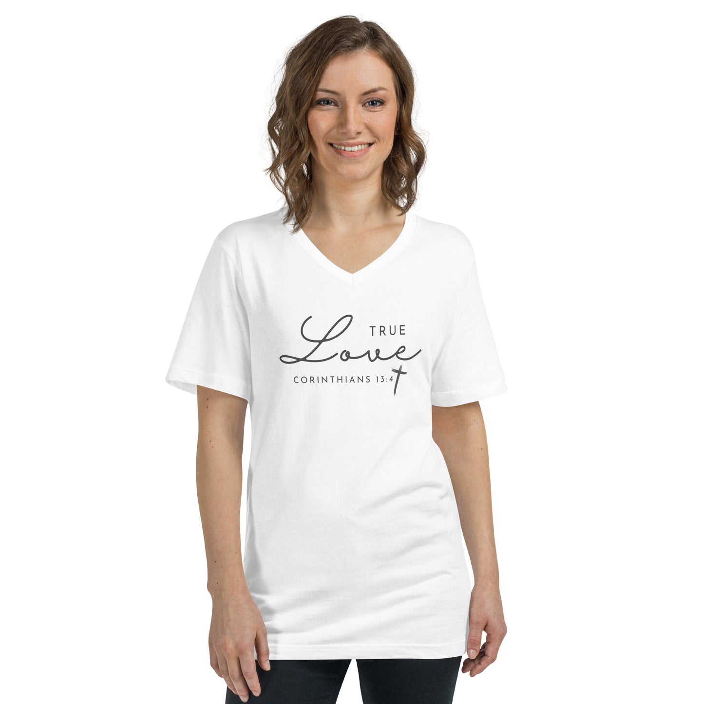 Corinthians 13:4 Unisex Short Sleeve V-Neck T-Shirt
