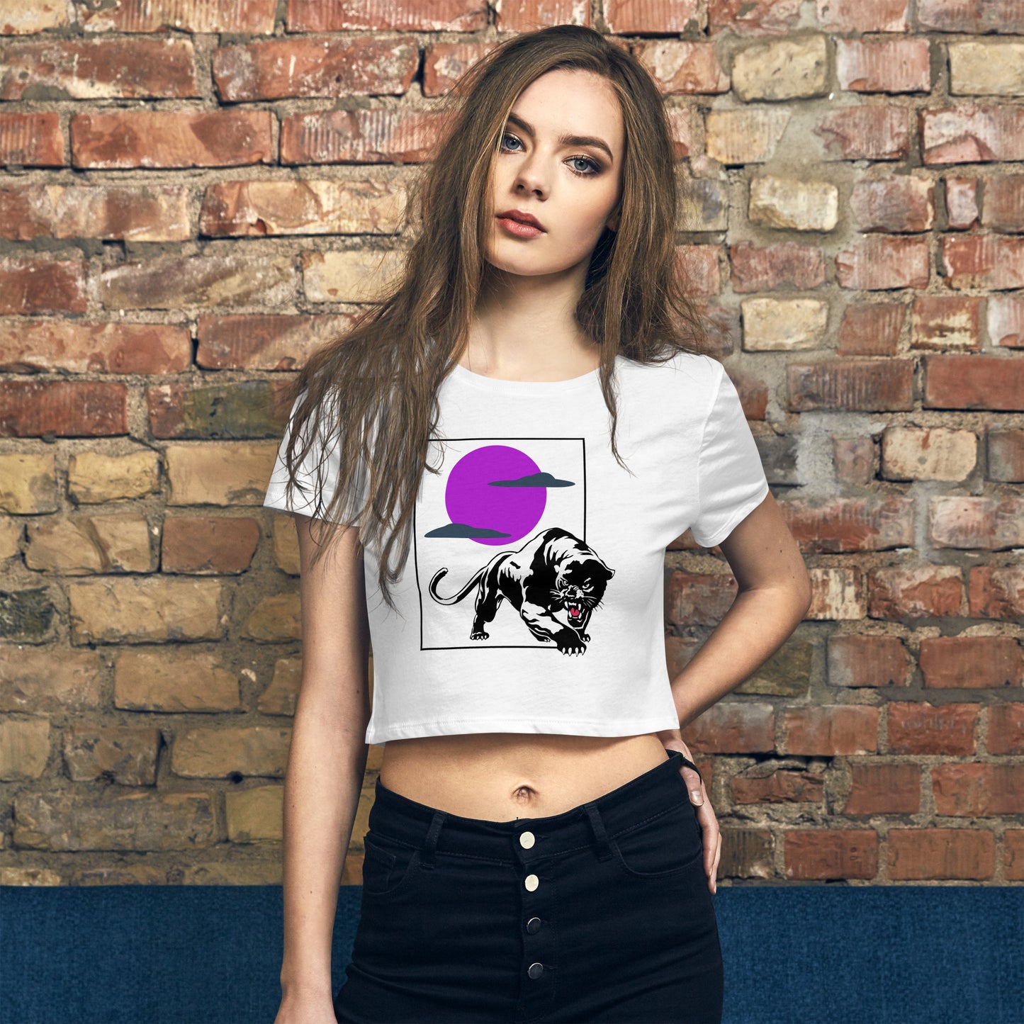 Traditional Black Panther Purple Moon Women’s Crop Top