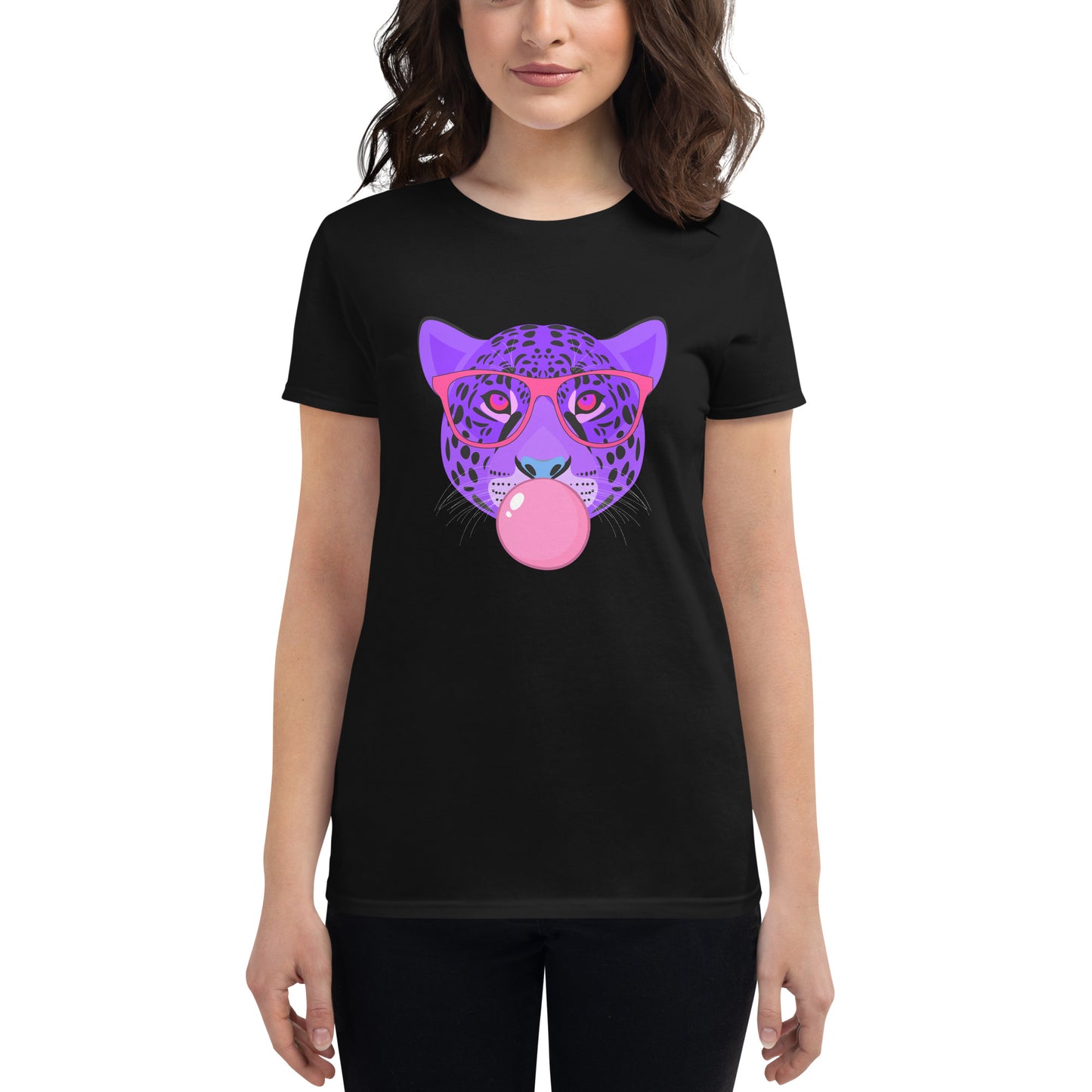 Purple Leopard Chewing Gum Women's short sleeve t-shirt