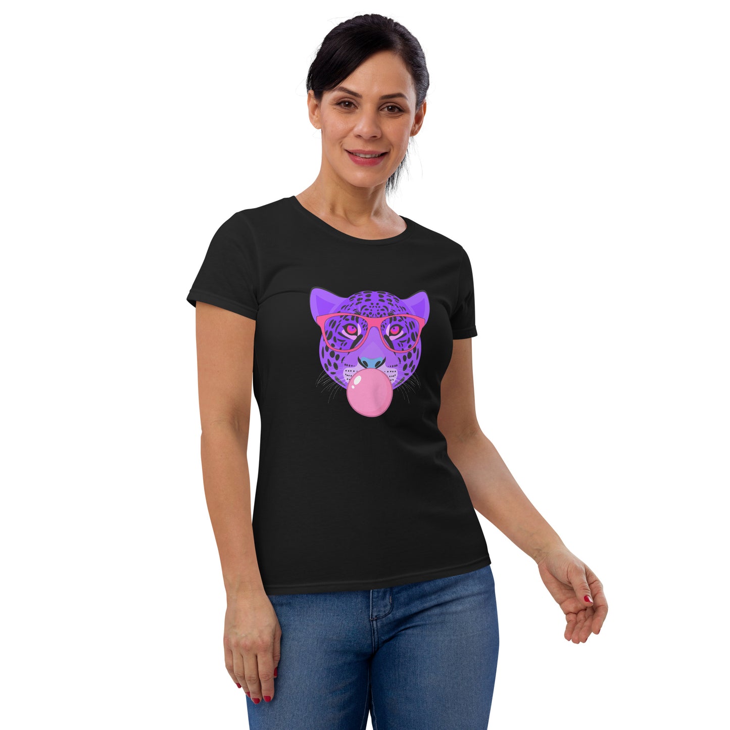 Purple Leopard Chewing Gum Women's short sleeve t-shirt