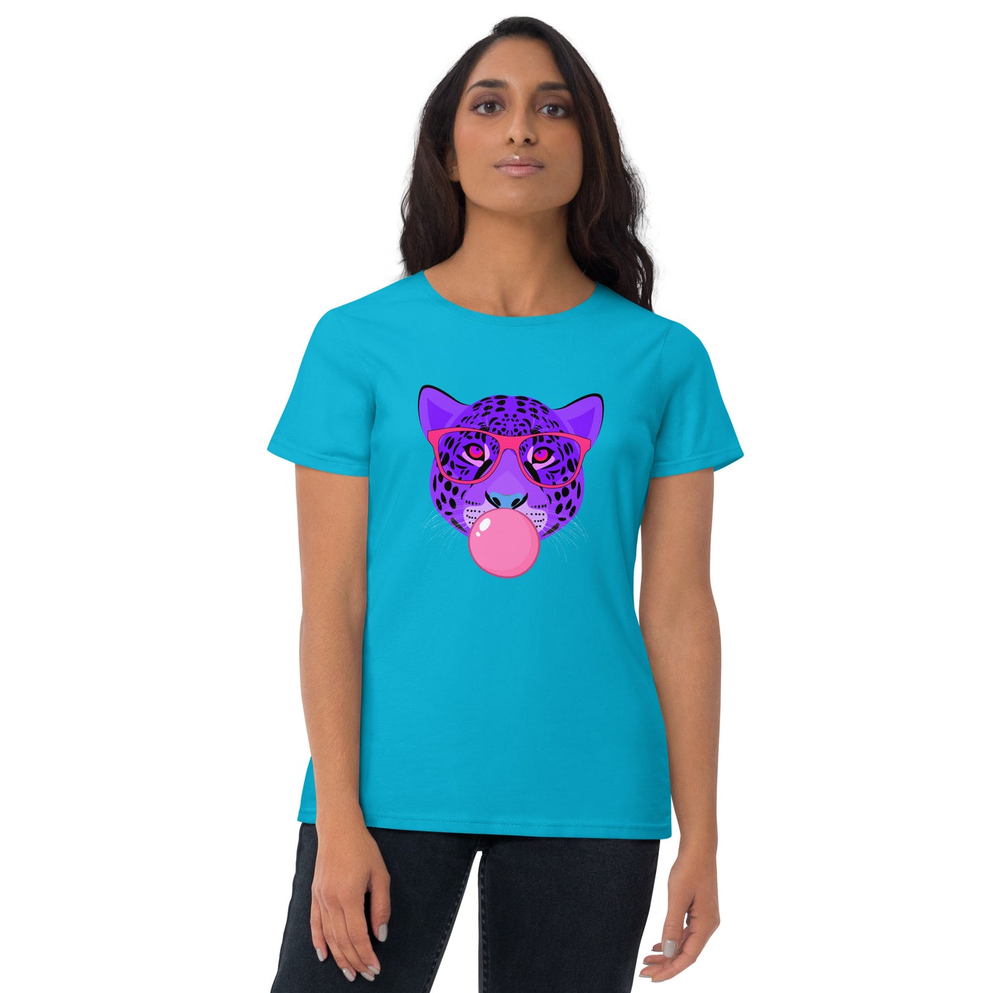 Purple Leopard Chewing Gum Women's short sleeve t-shirt