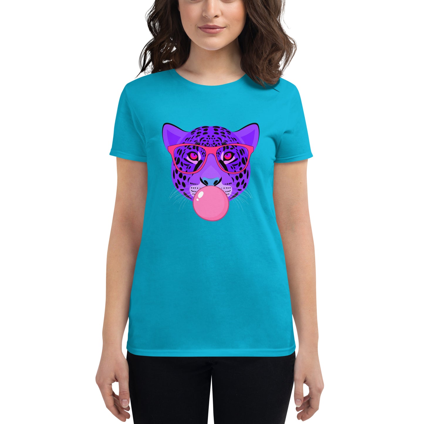 Purple Leopard Chewing Gum Women's short sleeve t-shirt