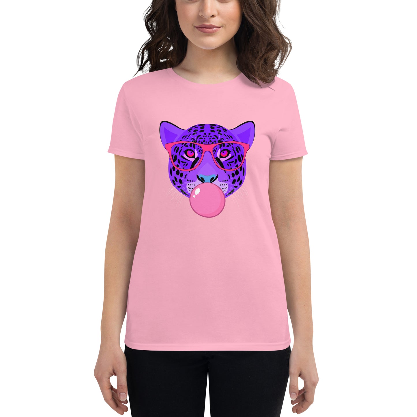 Purple Leopard Chewing Gum Women's short sleeve t-shirt