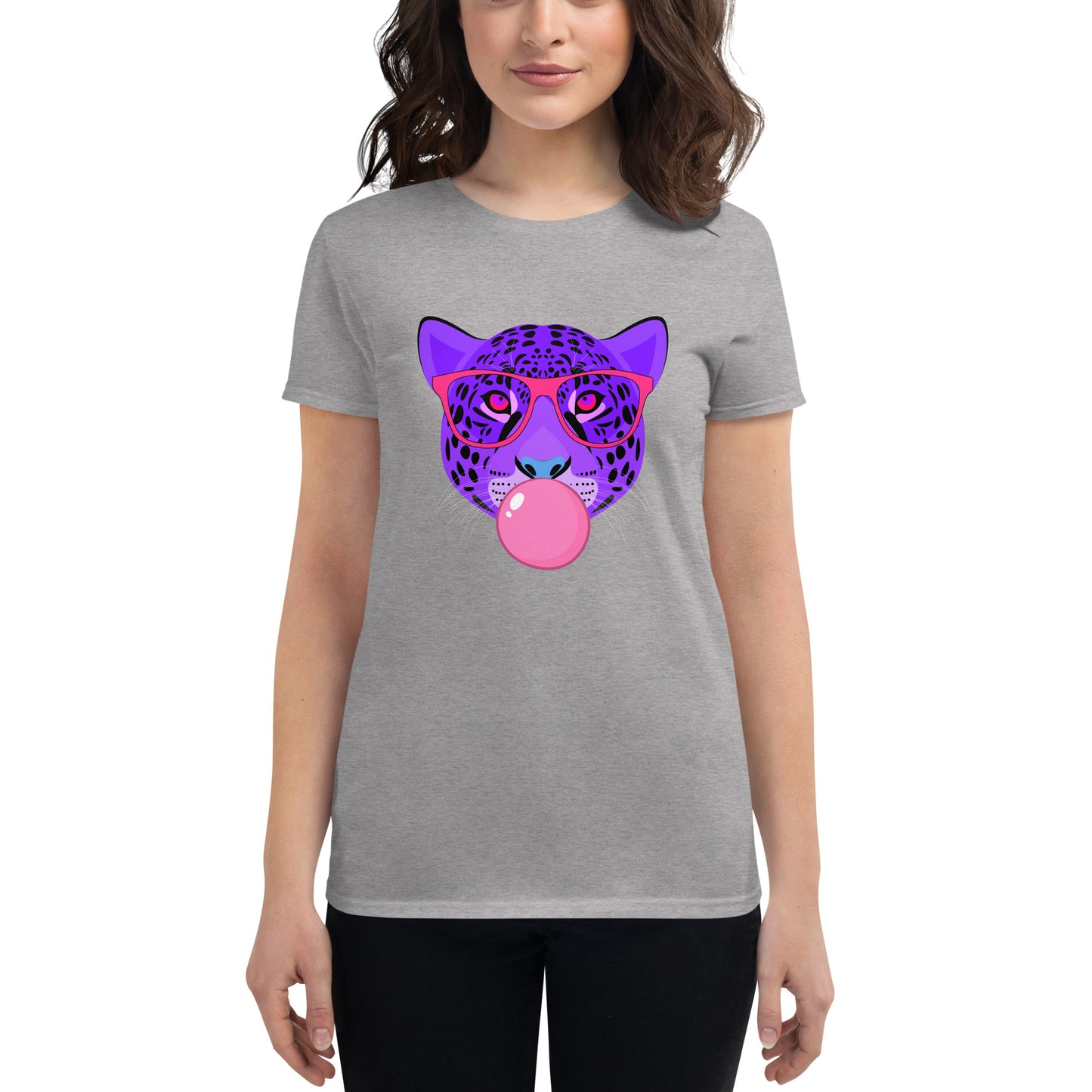 Purple Leopard Chewing Gum Women's short sleeve t-shirt