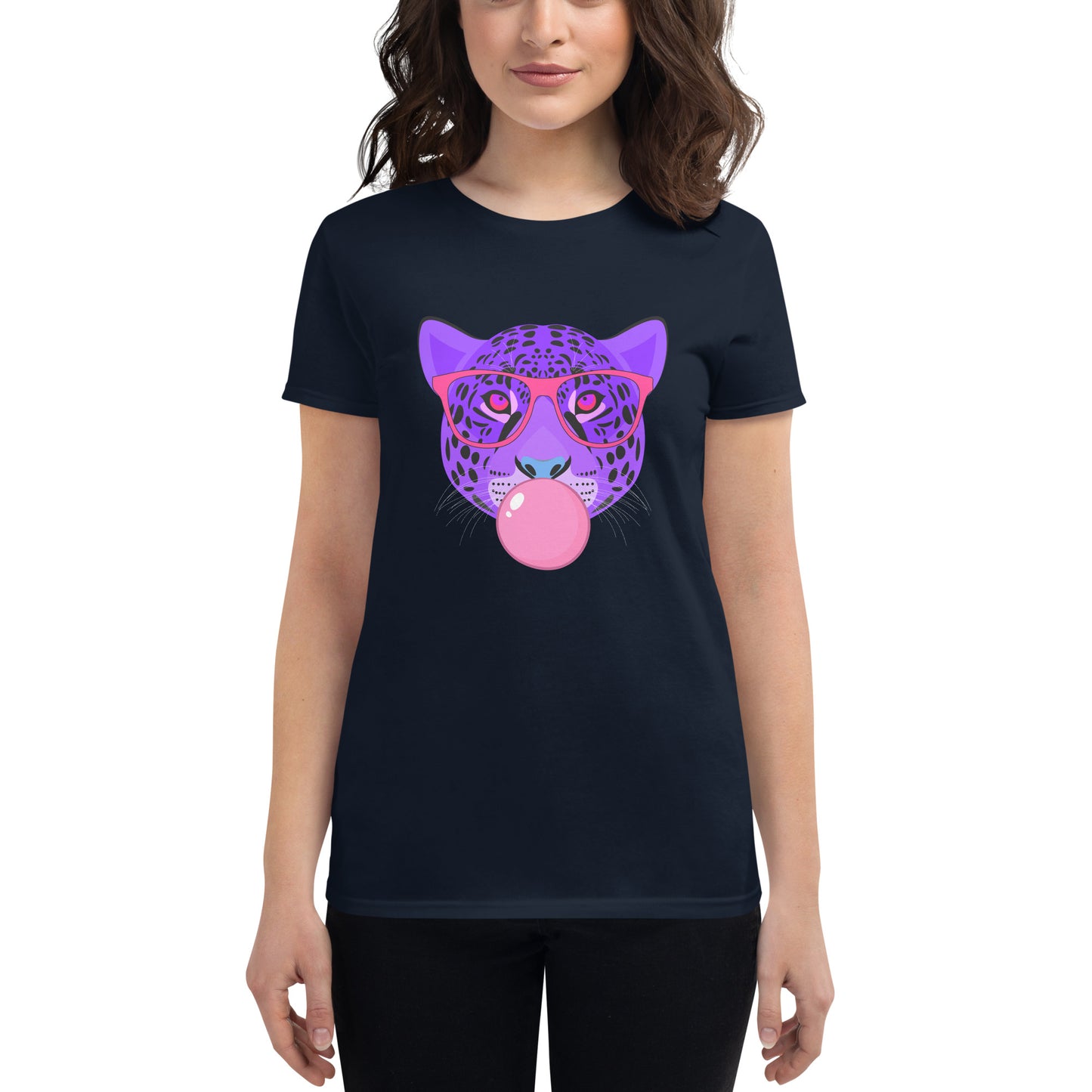 Purple Leopard Chewing Gum Women's short sleeve t-shirt