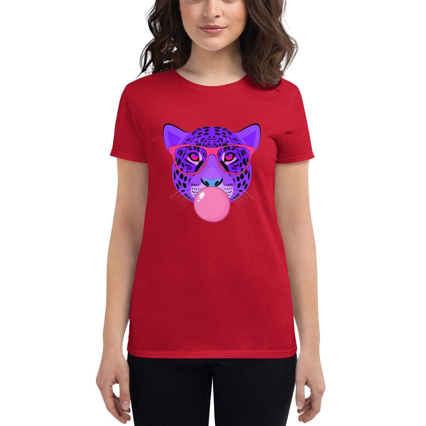 Purple Leopard Chewing Gum Women's short sleeve t-shirt