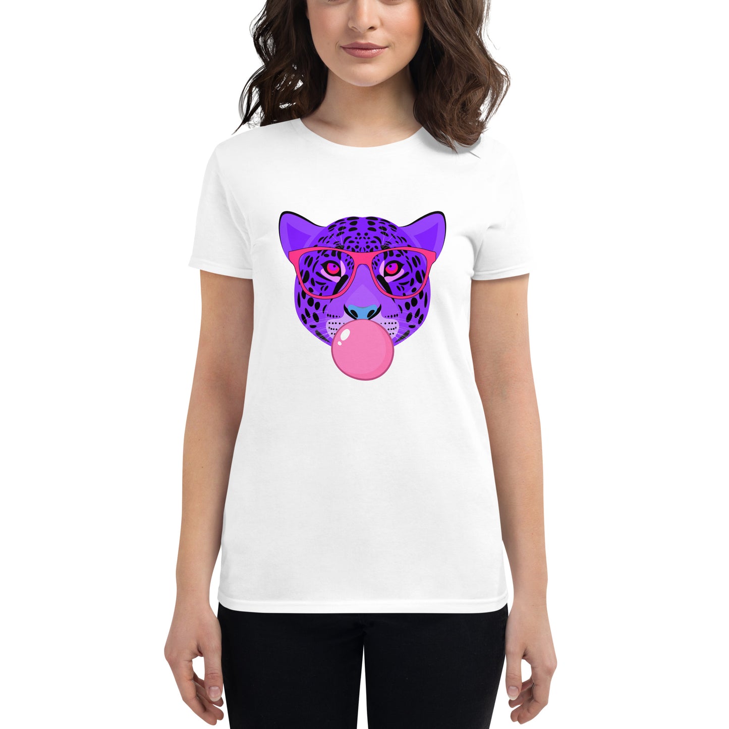 Purple Leopard Chewing Gum Women's short sleeve t-shirt
