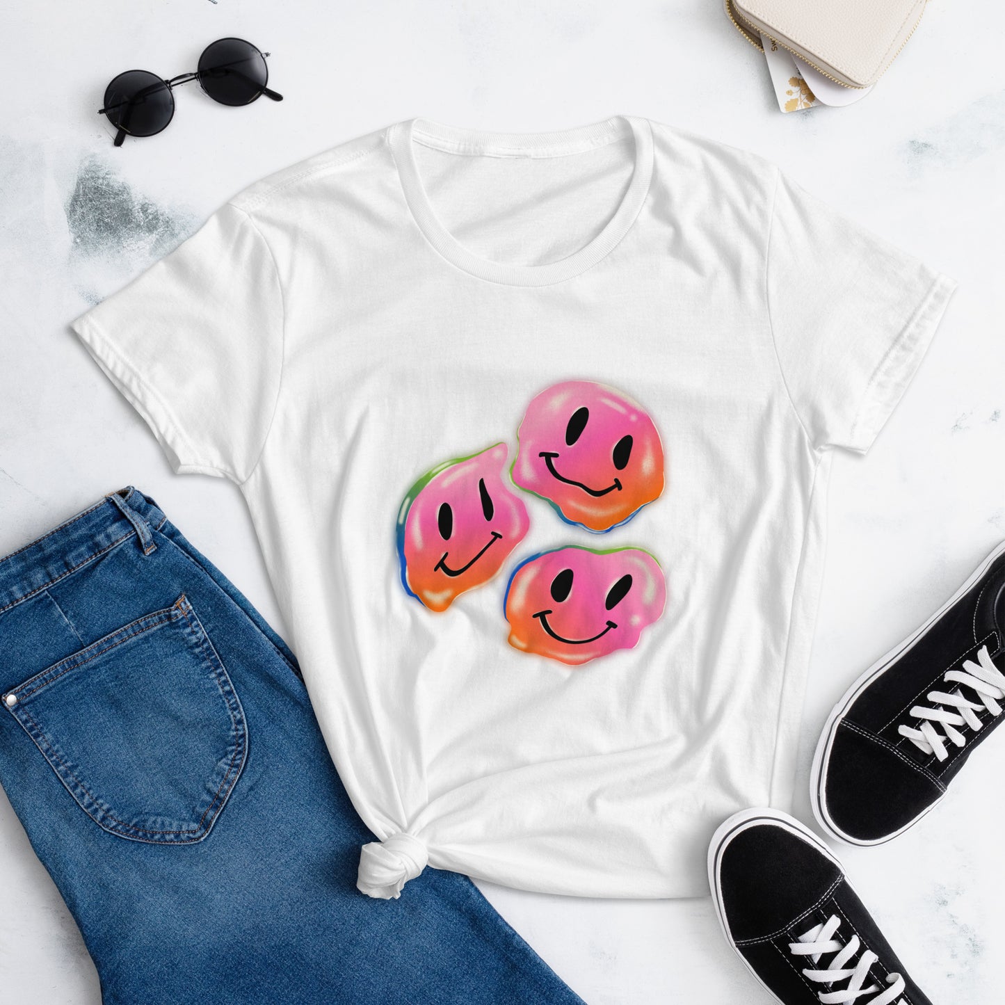 Rainbow Smiley Emojis Women's short sleeve t-shirt