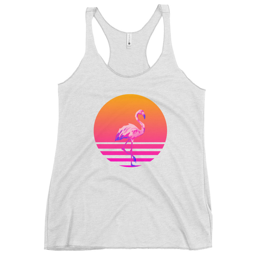 Retro Sunset Flamingo Women's Racerback Tank