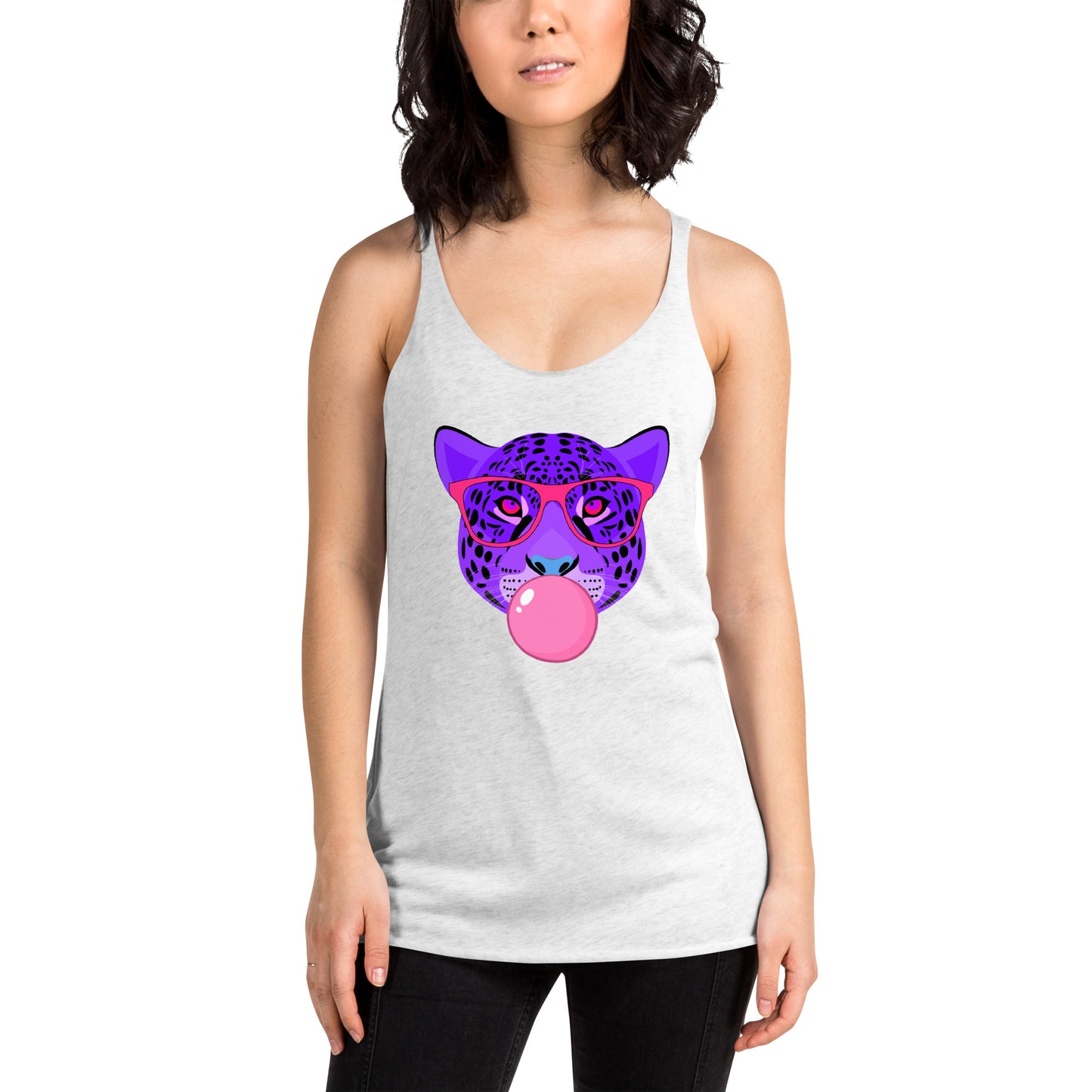 Purple Leopard Chewing Gum Women's Racerback Tank