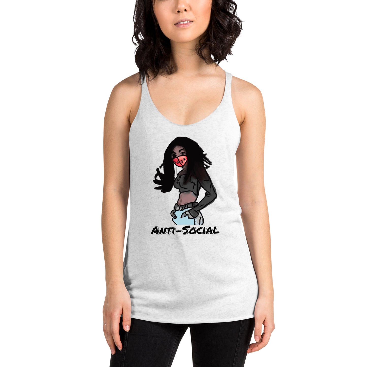 Anti-Social anime Women's Racerback Tank