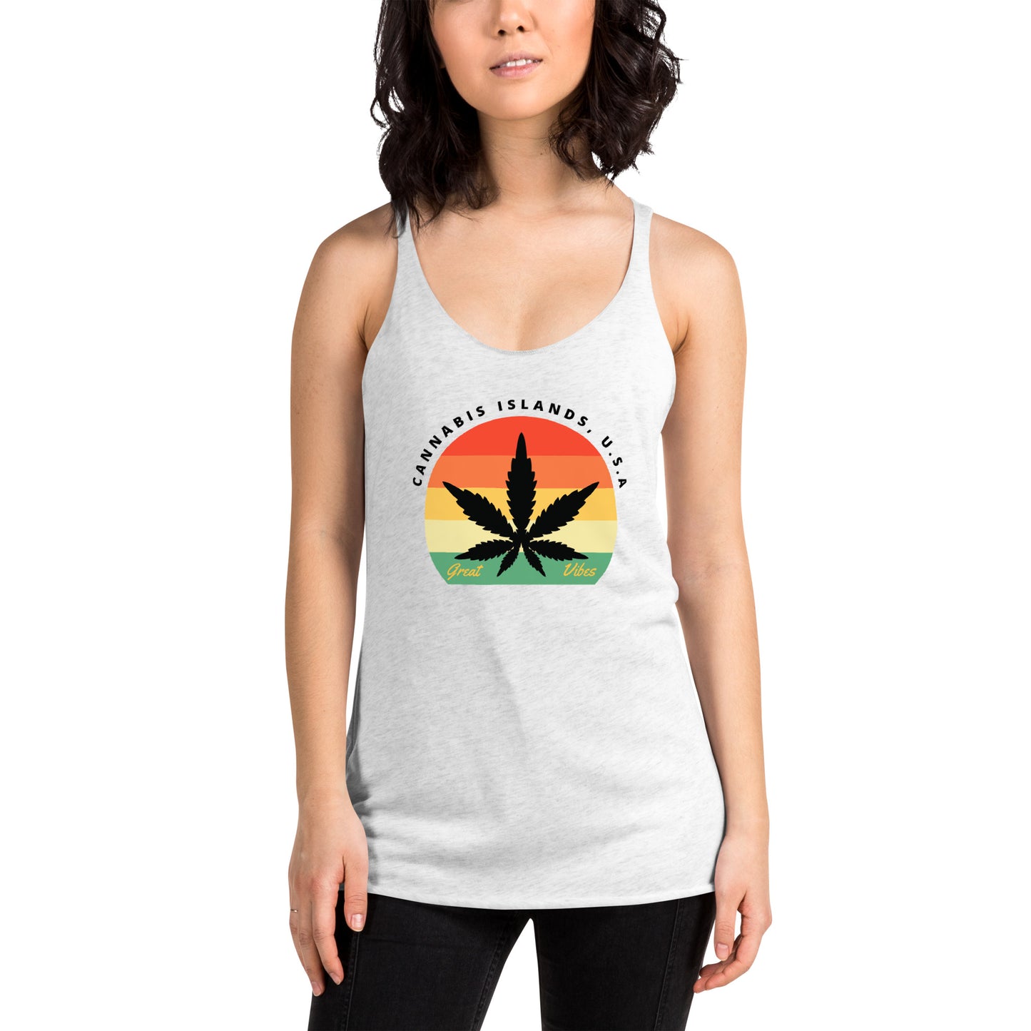 Cannabis Islands 420 Weed Women's Racerback Tank