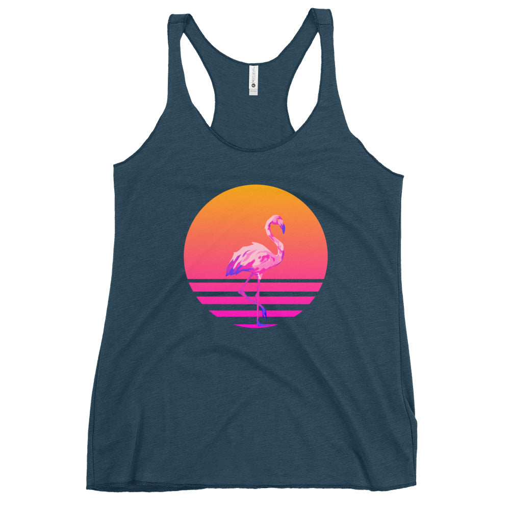 Retro Sunset Flamingo Women's Racerback Tank