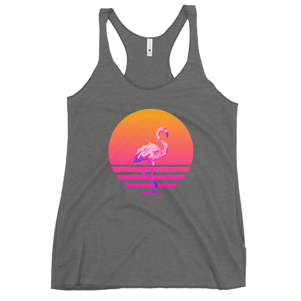 Retro Sunset Flamingo Women's Racerback Tank