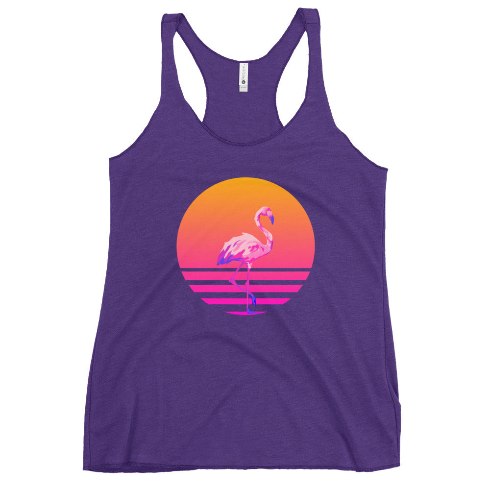 Retro Sunset Flamingo Women's Racerback Tank
