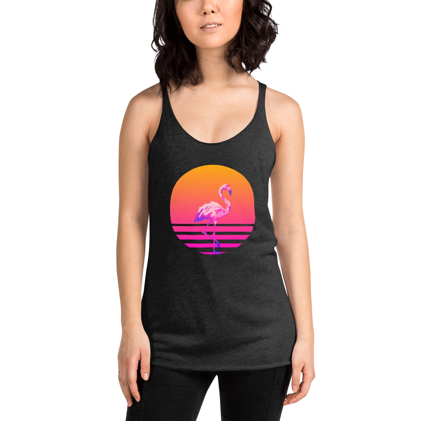 Retro Sunset Flamingo Women's Racerback Tank
