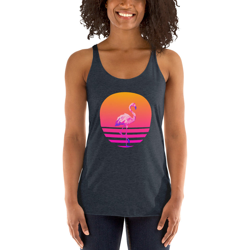 Retro Sunset Flamingo Women's Racerback Tank