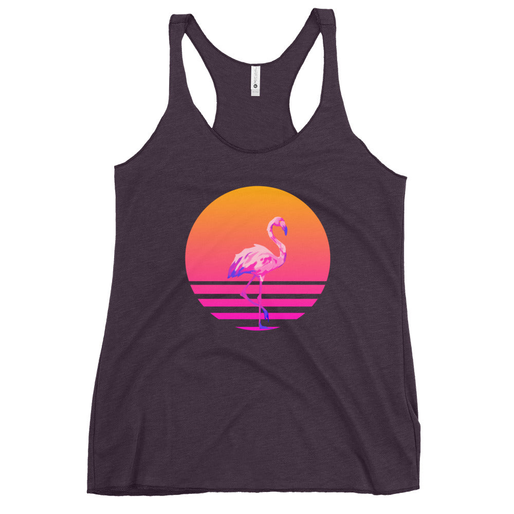 Retro Sunset Flamingo Women's Racerback Tank